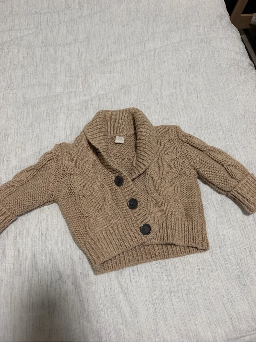 Banana Republic Baby Shawl Collar Cable Knit Cardigan - Beige 12-18 Months
